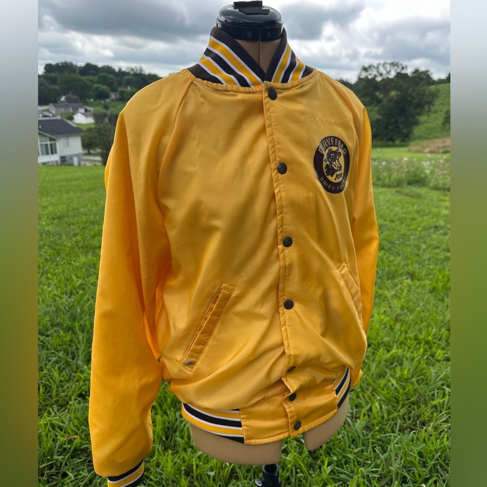 Vintage Mayfield Milk jacket windbreaker. Yellow and brown. Size M. Mean/unisex - Picture 3 of 10